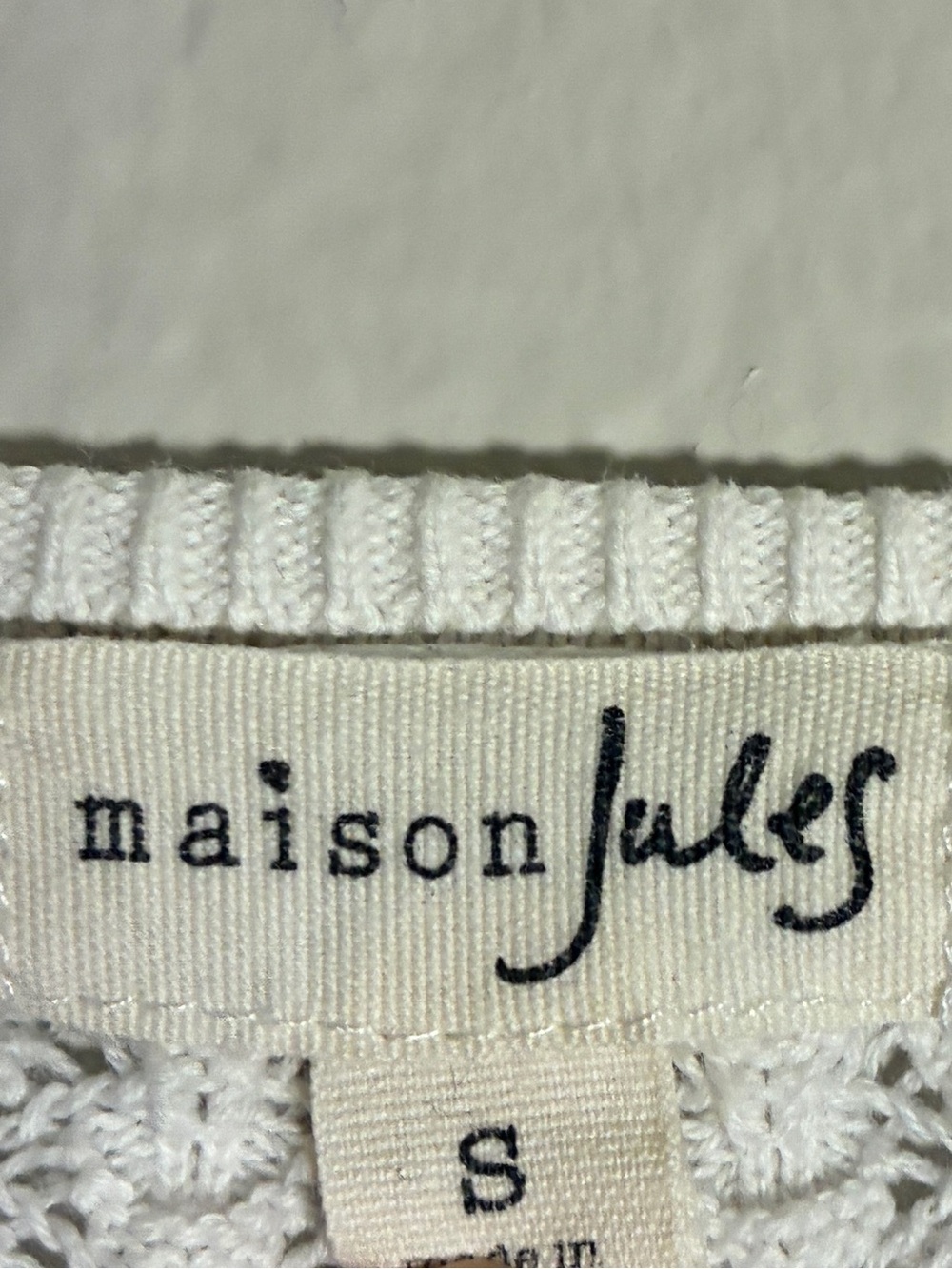 Maison Jules XS White Button Knit Cropped Cardigan 100% Cotton Y2K Festival 2000 - Picture 3 of 7